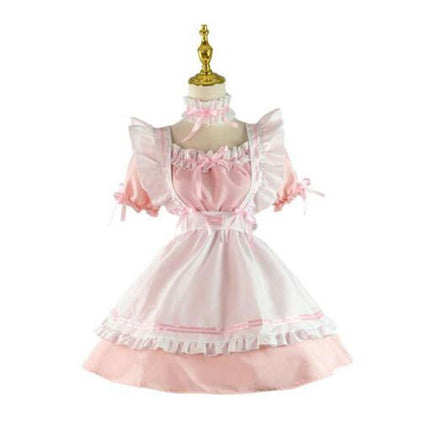 6Pcs Women French Maid Costume, Cute Lolita Anime Cosplay Outfit for Party