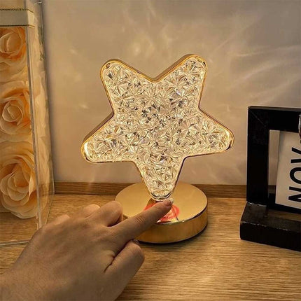 Star LED Night Light, USB Rechargeable Crystal Table Lamp with Touch Control & Dimmable Brightness