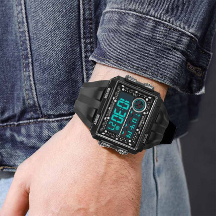 Fashion Men Sports Electric Watch Waterproof Shock Resist Large Screen Watch