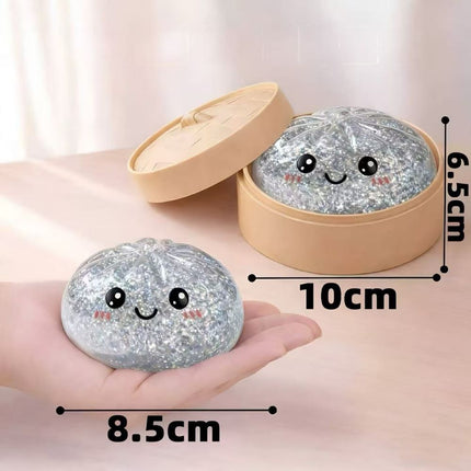 2 Pack Steamed Bun Shaped Slow-Rise Foam Squeeze Toys, Cute Facial Pattern Stress Relief Sensory Hand Play Toy