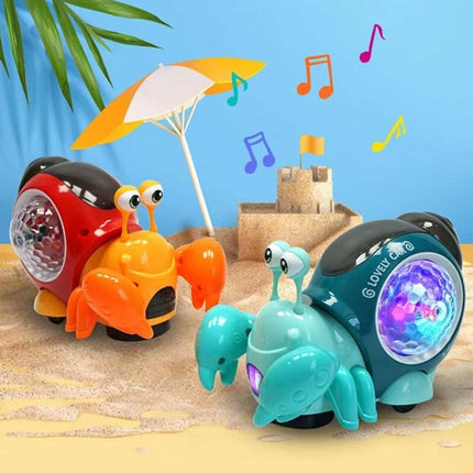 Electric Music Crawling Crab Baby Toy LED Light Up Kids Toddler Interactive Toys