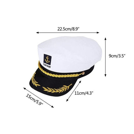 Navy Captain Hat Skipper Yacht Hat Sailor Costume Cosplay Fancy Dress