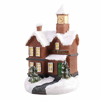 Christmas Decoration Resin Small House Micro Landscape LED Resin House Xmas Gift