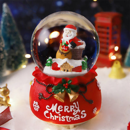 Christmas Santa Musical Snow Globe with Colour Changing LED Lights, Red Base, 12cm Indoor Festive Decor