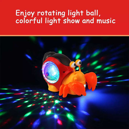 Electric Music Crawling Crab Baby Toy LED Light Up Kids Toddler Interactive Toys
