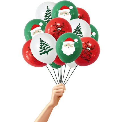24X Merry Christmas Latex Balloons Red Green White Santa Theme for Festive Party Decorations