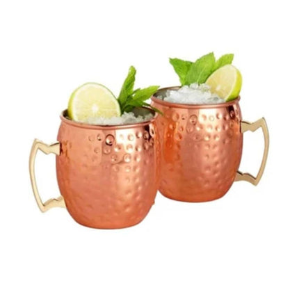 2 Pcs 60ml Handcrafted Copper Plated Moscow Mule Mug with Brass Handle