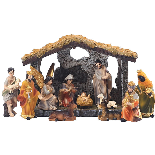 Christmas Crib Figure Scene Ornament – Gift Box for Household Supplies