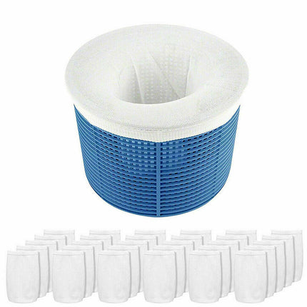 30/40/60 Pack Fine Mesh Pool Skimmer Socks, Reusable Filter Saver Basket Screens White