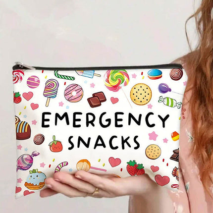 Emergency Snacks Canvas Storage Bag - Zippered Design, Multiple Color Options for Snacks & Sweets