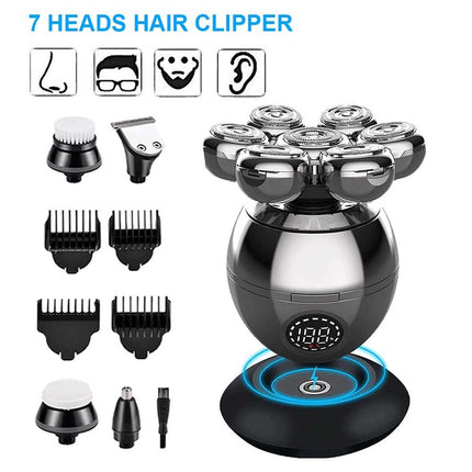 Men’s 7-Head Electric Razor: Multi-Functional Bald Skull, Beard & Hair Trimmer