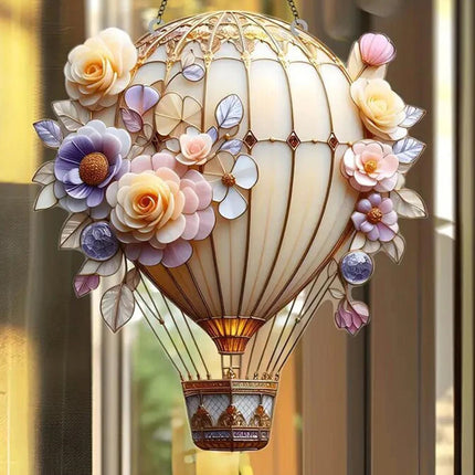 2D Acrylic Flat Hot Air Balloon Hanging Lantern, Outdoor Garden Decor