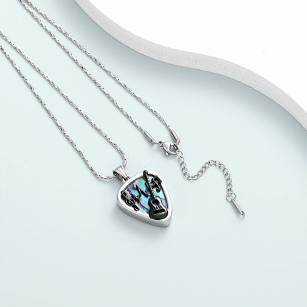 3PCS Abalone Shell Guitar Pick Ashes Urn Necklace - Music-Themed Memorial Pendant