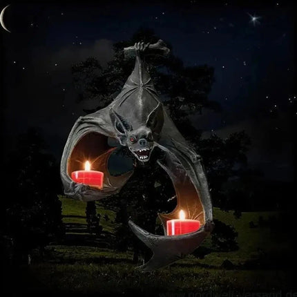 Bat Wall Tealight Holder Halloween Candlestick Bat Statue Garden Hanging