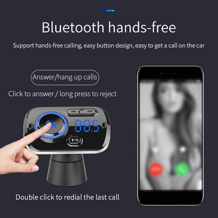 Handsfree Wireless Bluetooth 5.0 FM Transmitter Car Radio MP3 Player USB Charger