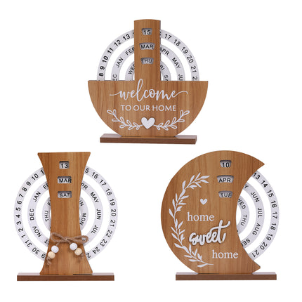 Creative Desk Calendar Manual Rotatable Calendar Wooden Desk Calendar Reusable