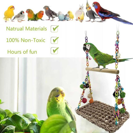 Parrot Hammock Swing Toy with Colourful Chain Double Swing for Bird Cage Play