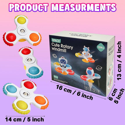 Baby Toys 3pcs Fidget Spinner Space Bath Spinner Space Suction Cup Fun Play Set