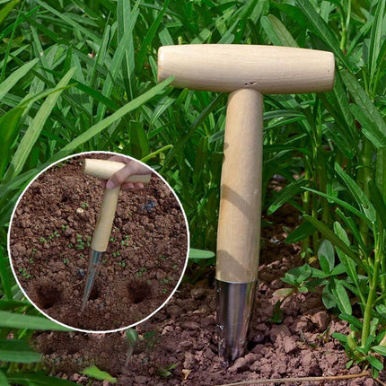 Garden Dibber Seed & Bulb Sowing Planting Tool T-Handle Carbon Steel Punch Tool