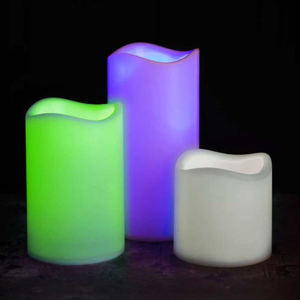 Colour Changing LED Candle Flameless Flickering LED Wax Mood Set with Remote