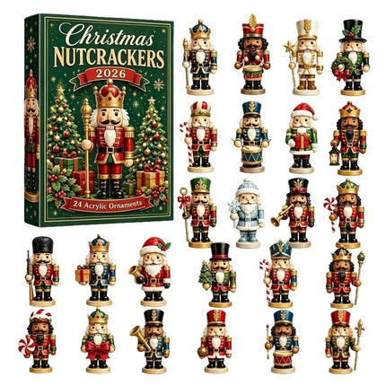 2026 Nutcracker Advent Calendar, 24 Day Christmas Countdown with 2D Acrylic Ornaments Gift