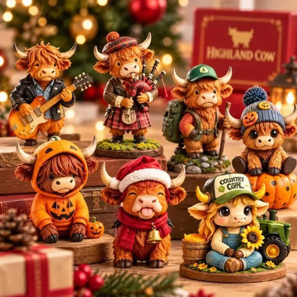Highland Cow 3D Silicone Figurines Advent Calendar 2026, 24 Days Christmas Countdown Gift for Cow Lovers