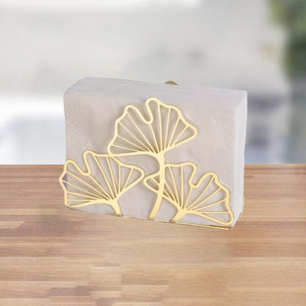 2PCS Ginkgo Leaf Napkin Holder Portable Metal Tissue Holder Iron Tissue Rack For Home Hotel