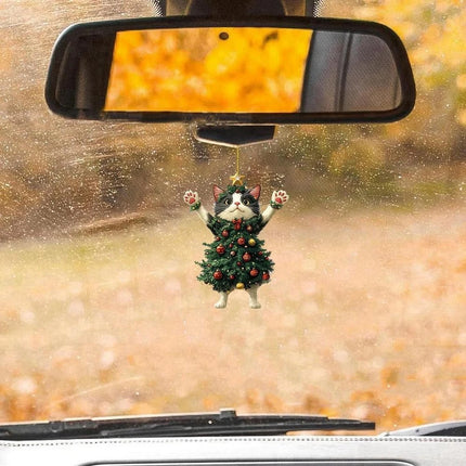 2x Cute Cat Acrylic Hanging Ornaments - Christmas Tree Pendants & Holiday Decor