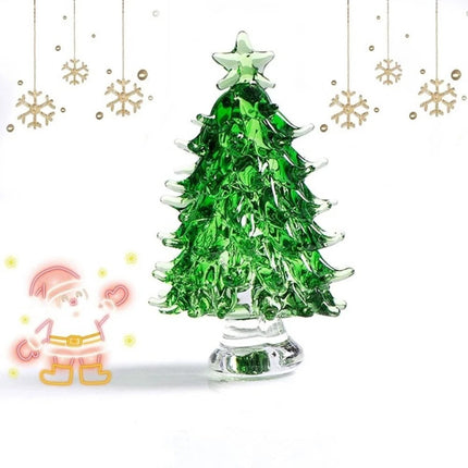 Cute Crystal Tree Figurine , Christmas Miniature Tree Home Decor with Protective Cover