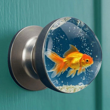 Retro Goldfish Animal Artistic Knob Round Door Knob Decorative Door Handle