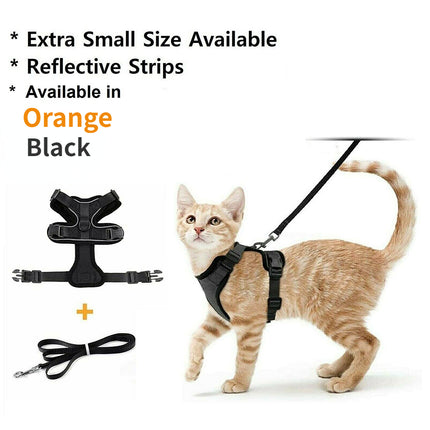 Cat Dog Harness Leash Walking Escape Proof Adjustable Reflective Vest Harness