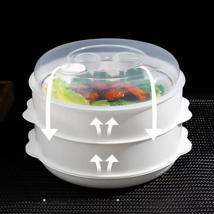 Multi-Layer Plastic Steamer Basket for Microwave, Heat Resistant Large Capacity