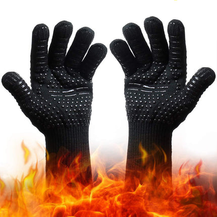 2x1472°F Heat Proof Resistant Oven BBQ Gloves 35cm Kitchen Cooking Silicone Mitt