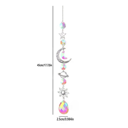 Moon & Star Crystal Wall Hanging Wind Chime - Modern Home Decor Ornament for Elegant Space