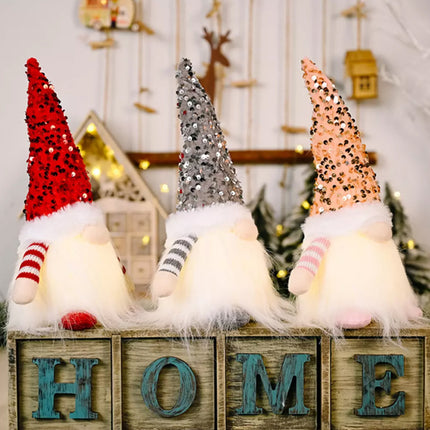 1x Christmas Gnome Santa Light with Bling Hat Xmas Party Decor Home Table Decor