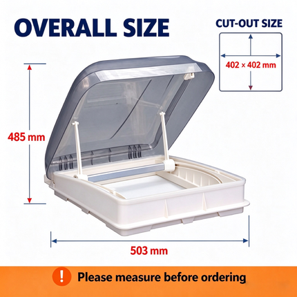 Caravan Motorhomes RV Roof Hatch Skylight 400X400 With Blind And LED Light