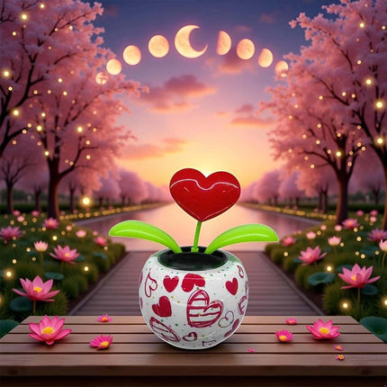 Red Solar-Powered Dancing Ornament - Fruit Heart Flower Design Car Interior Decor