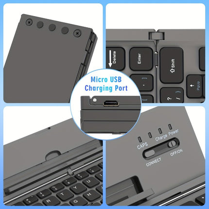 Portable Folding Wireless Bluetooth Keyboard for Tablet Laptops and Smartphones