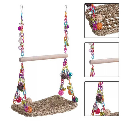 Parrot Hammock Swing Toy with Colourful Chain Double Swing for Bird Cage Play