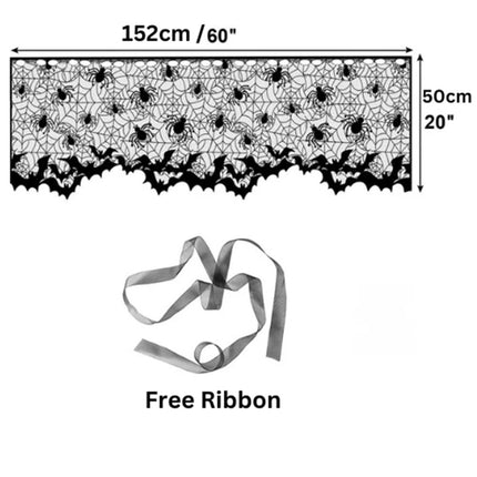 Halloween Lace Cobweb Lamp Shade Cover with Spider, Gothic Fireplace Party Decor, No Lamp Included