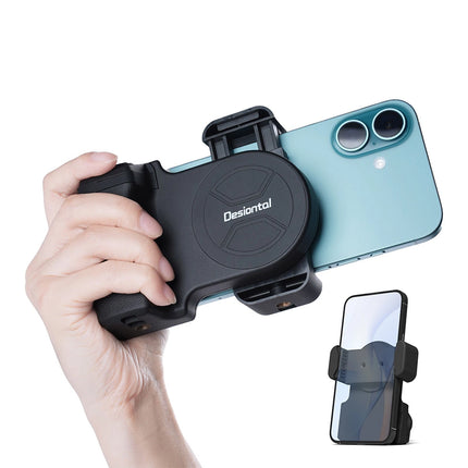 Clip Style Bluetooth Phone Camera Handle Grip, Portable Selfie Stabilizer with Remote Shutter