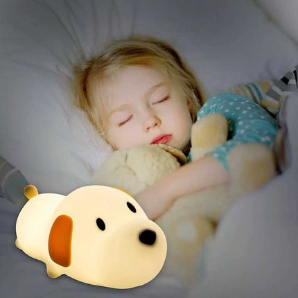 LED Silicone Night Light Rechargeable Cute Puppy Dog Touch Lamp Kids Bedroom Gift