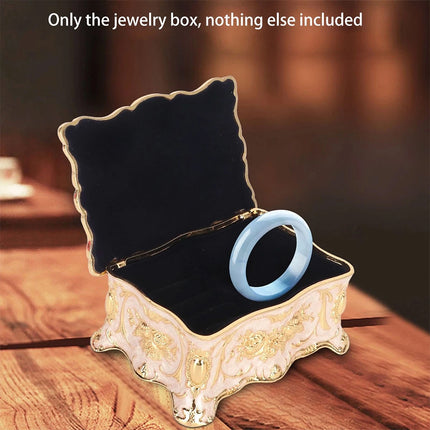 Vintage Alloy Jewellery Box, Trinket Organiser, Ring Necklace Storage Case, Gift Present