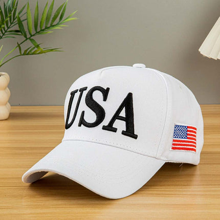 Adjustable USA Flag Baseball Cap 45-47 Embroidered Strapback Hat for Everyday Wear
