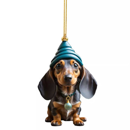 7X Dachshund Dog Pendants Acrylic Cute Sausage Dog Christmas Decor 2D
