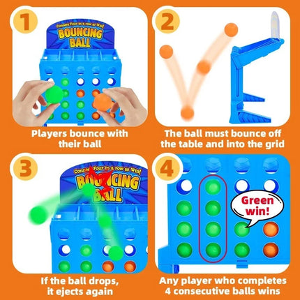 Fast Bounce Ball Grid Strategy Game, Portable Travel Tabletop Line Up Challenge Toy for Family 2-4 Players