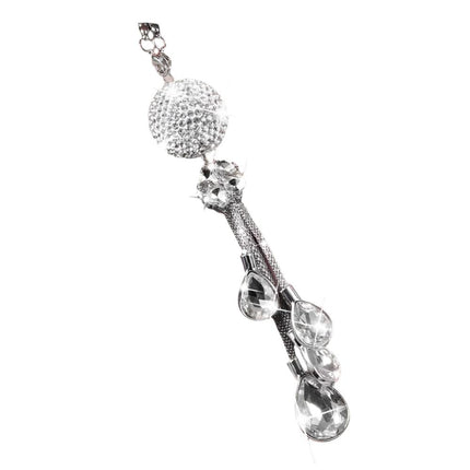 White Crystal Disco Ball Charm Ornament Hanging For Car Rear View Mirror Pendant