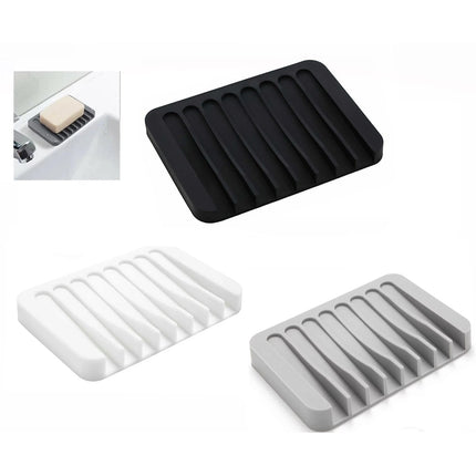3Pcs Silicone Drain Soap Dish Tray, Bathroom Soap Holder & Jewelry Storage Plate