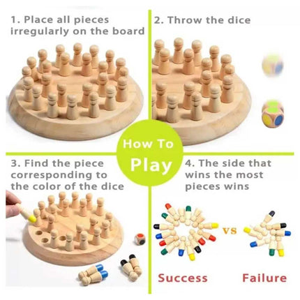 Wooden Memory Match Stick Chess Colour Game Board Puzzle Montessori Edu for Kids