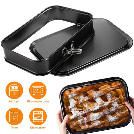 28cm Rectangular Non‑Stick Springform Cake Tin – Baking Tray for Cakes & Desserts